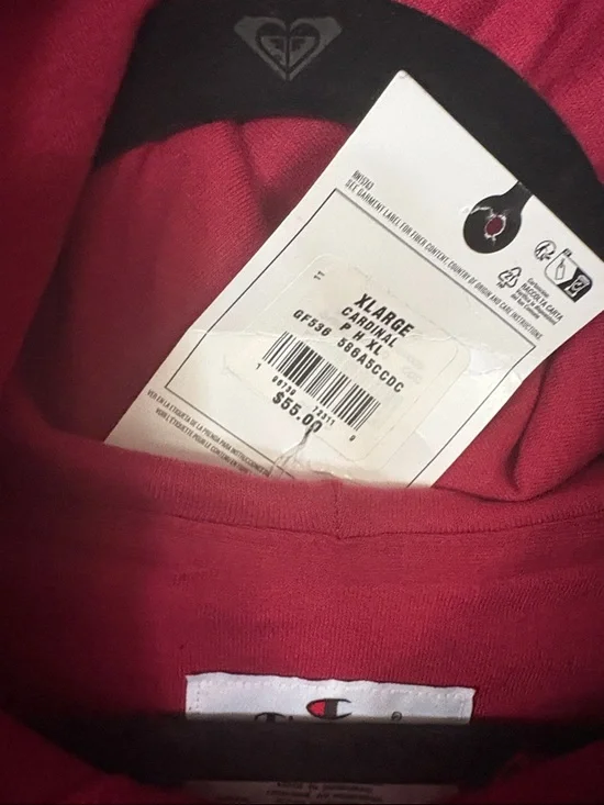 Champion Cardinal Red Pullover Hoodie with Small Logo - Picture 2 of 7